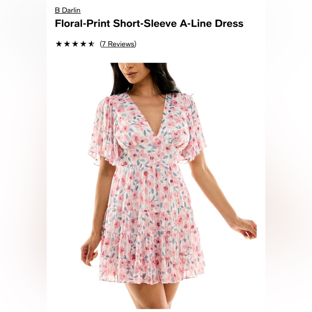 B Darlin - Floral print short sleeved A line dress